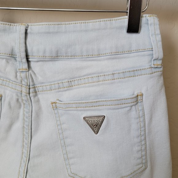 Guess Light Wash Destroyed Cuffed Denim Shorts - Picture 10 of 16